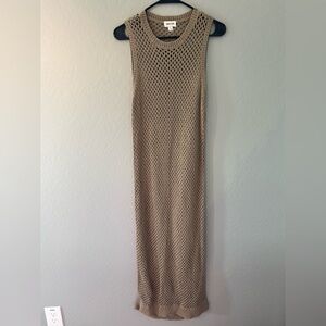 Beige Open Knit Maxi Dress coverup
